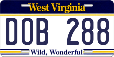 WV license plate DOB288