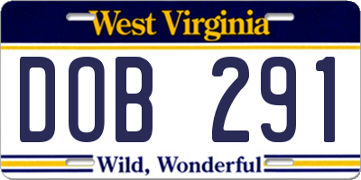 WV license plate DOB291