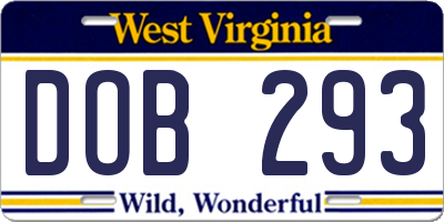 WV license plate DOB293