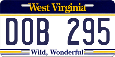 WV license plate DOB295