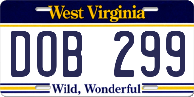 WV license plate DOB299