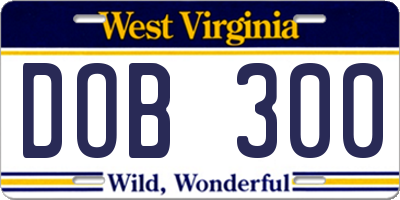 WV license plate DOB300