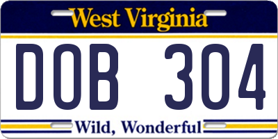WV license plate DOB304