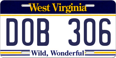 WV license plate DOB306