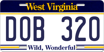 WV license plate DOB320