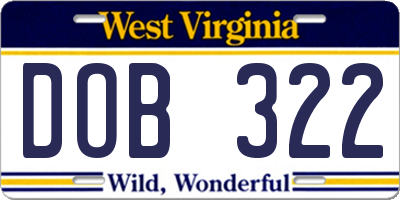 WV license plate DOB322