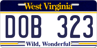 WV license plate DOB323