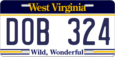 WV license plate DOB324