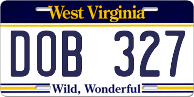 WV license plate DOB327