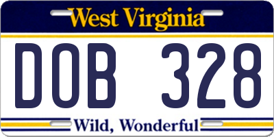 WV license plate DOB328
