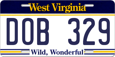 WV license plate DOB329
