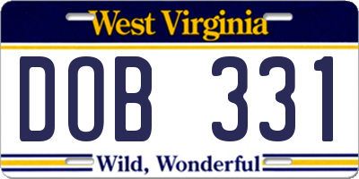 WV license plate DOB331
