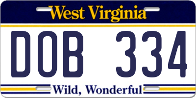 WV license plate DOB334