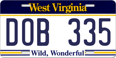 WV license plate DOB335