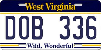 WV license plate DOB336