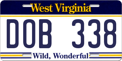 WV license plate DOB338