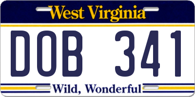 WV license plate DOB341