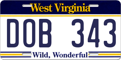 WV license plate DOB343