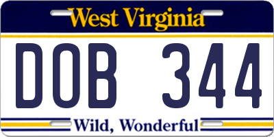 WV license plate DOB344