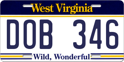 WV license plate DOB346