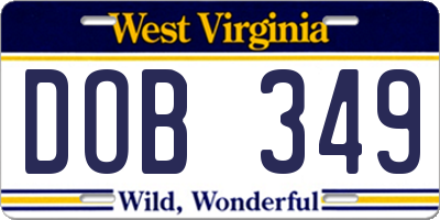 WV license plate DOB349