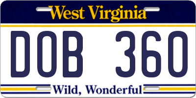 WV license plate DOB360