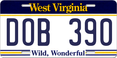 WV license plate DOB390