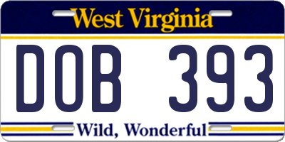 WV license plate DOB393