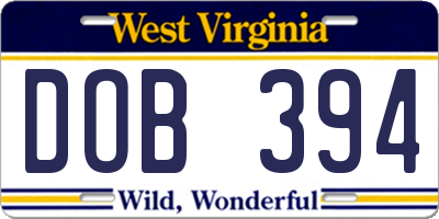 WV license plate DOB394