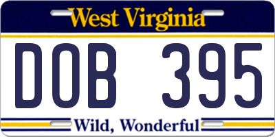 WV license plate DOB395