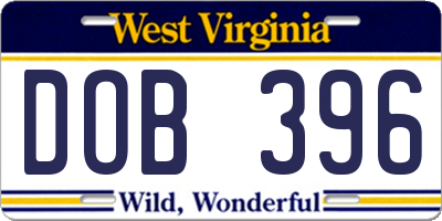 WV license plate DOB396