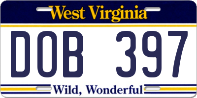 WV license plate DOB397