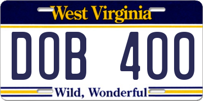 WV license plate DOB400