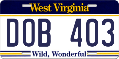 WV license plate DOB403