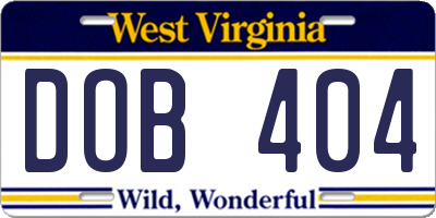 WV license plate DOB404