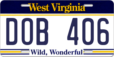 WV license plate DOB406