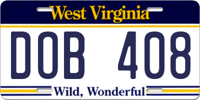 WV license plate DOB408