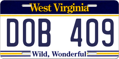 WV license plate DOB409