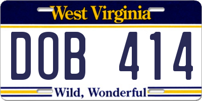 WV license plate DOB414