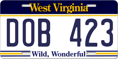 WV license plate DOB423