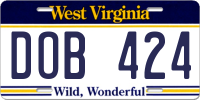 WV license plate DOB424