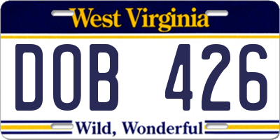 WV license plate DOB426