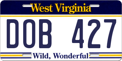 WV license plate DOB427
