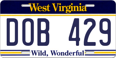 WV license plate DOB429