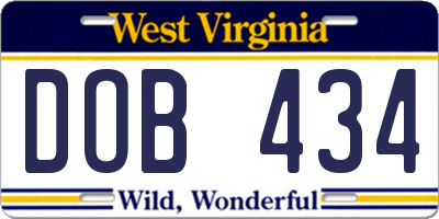 WV license plate DOB434