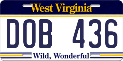 WV license plate DOB436