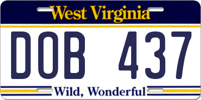 WV license plate DOB437