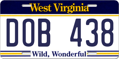 WV license plate DOB438