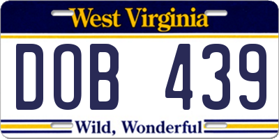 WV license plate DOB439