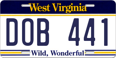 WV license plate DOB441